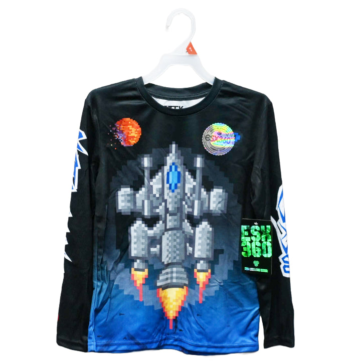 BOYS BLACK/BLUE ESX360 GAMERS LONG SLEEVE SHIRT, 6-ASST SIZE C/P 12