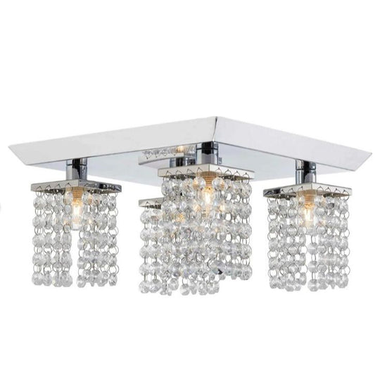 Noma Chrome And Crystal 4 Light Semi-Flush Ceiling Light Fixture C/P 2,COLOR BOX