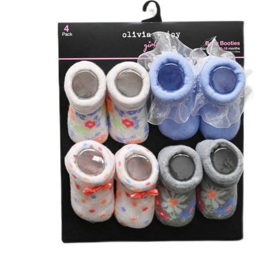4pk OJ INFANT GIRLS DITSY BOOTIES 3-ASST SIZE C/P 60