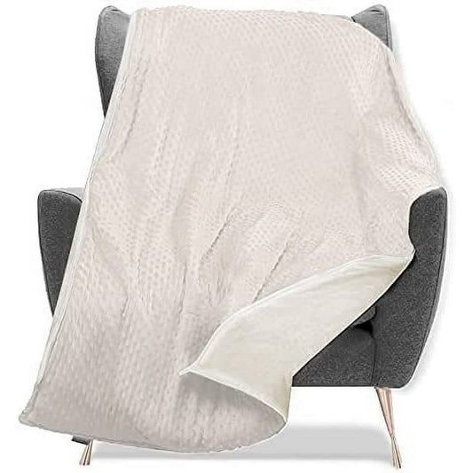 60x80" 20lbs IVORY QUEEN SIZE WEIGHTED BLANKET C/P 2