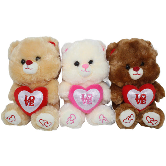 9" PLUSH BEAR WITH HEART 3-ASST C/P 72