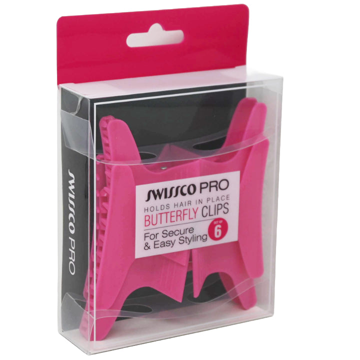 6pk PINK PRO BEAUTY BUTTERFLY HAIR CLIPS C/P 72
