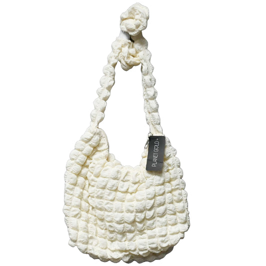 IVORY QUILTED HOBO HANDBAG W/TOP ZIPPER AND SHOULDER STRAP C/P 12