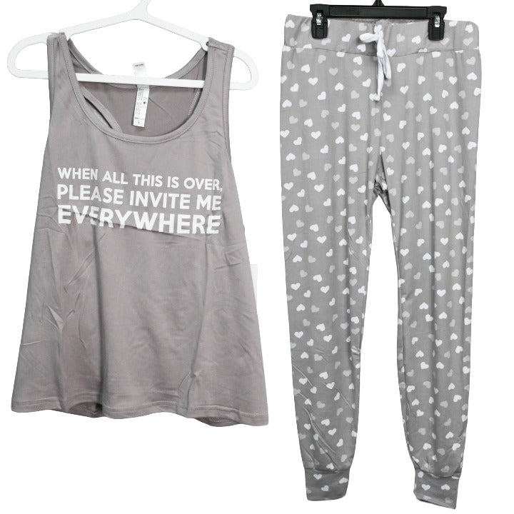 2pc Gry Tank Jogger Set C/P 36 French Affair