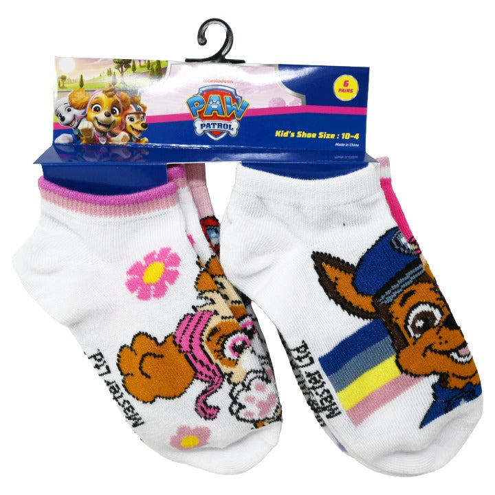 6pk GIRLS PAW PATROL PAWSITIVE VIBES NS SOCKS SIZE 6-8 C/P 36