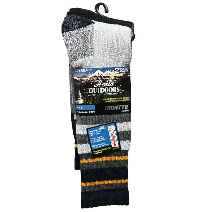 MENS 2PK FULL CUSHION THERMAL SIZE 6-12 LIGHT GRAY DARK GRAY C/P 48