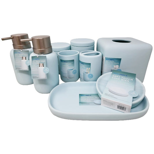 9pc SEAFOAM CERAMIC BATH SET REAL SIMPLE C/P 2