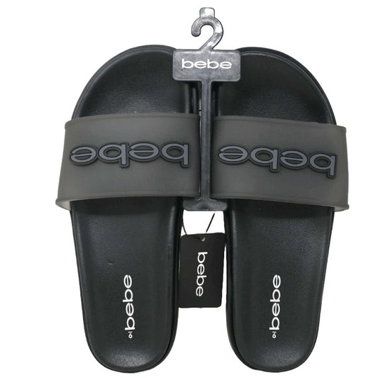 WOMEN BLK/GRY SANDAL wTRANSLUCENT UPPER & RUBBER LOGO PATCH BEBE 6-ASST SIZE C/P 12