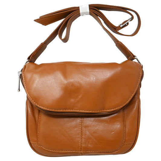 *NO CA* BLACK GENUINE LEATHER 2X EXPANDABLE BOHO BAG (NO UPC) C/P 16