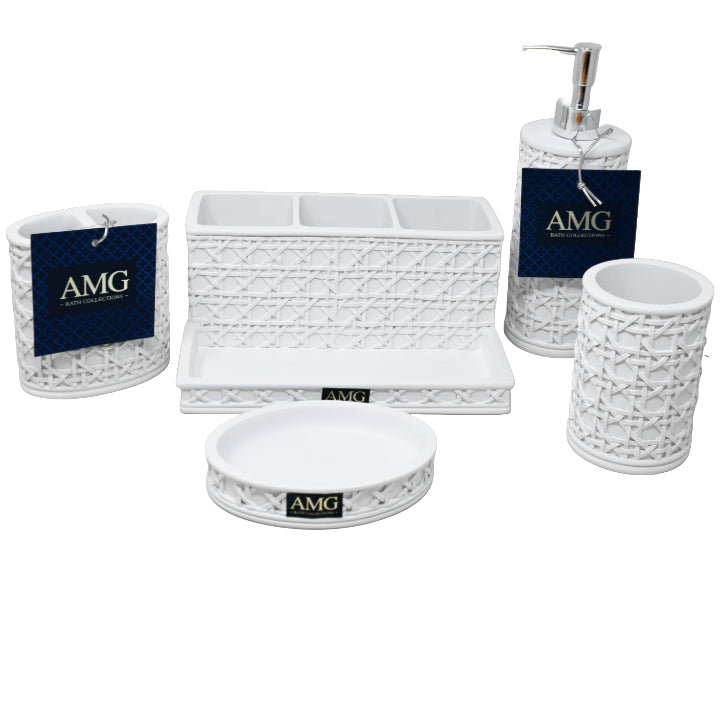 5PC Wicker Design Bath Set C/P 1