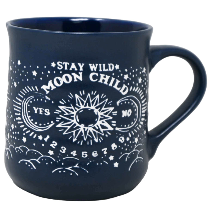 18oz WHITE/NAVY MOON CHILD POTTER MUG C/P 24