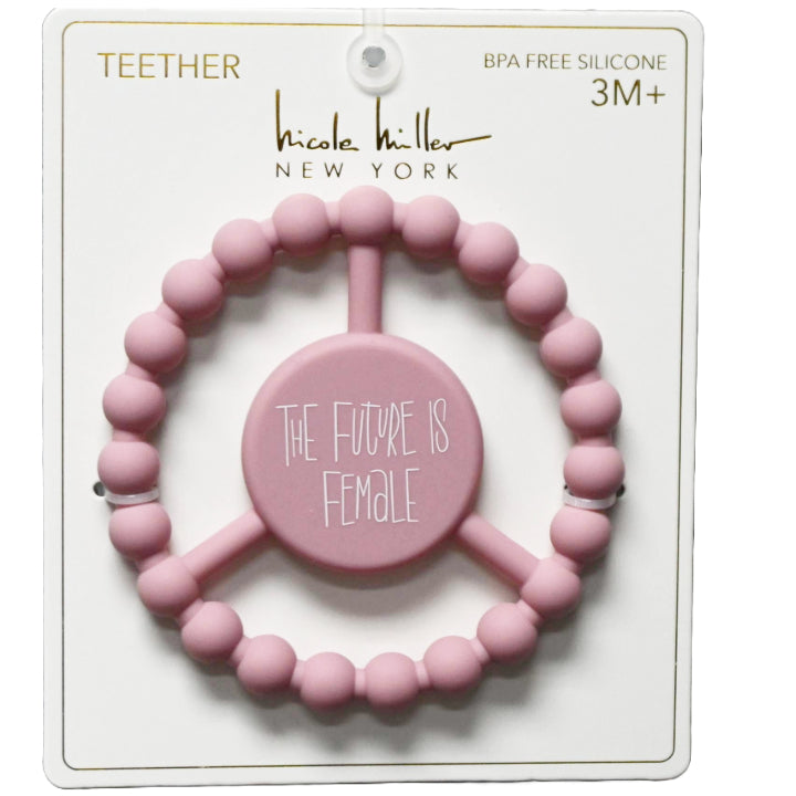 1pc Silicone Peace Teether - Rose "The Future Is Female" C/P 100