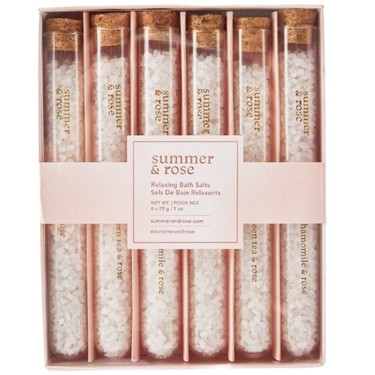 6pc 1oz TUBES BATH SALTS W/ROSE PETALS GIFT SET C/P 24