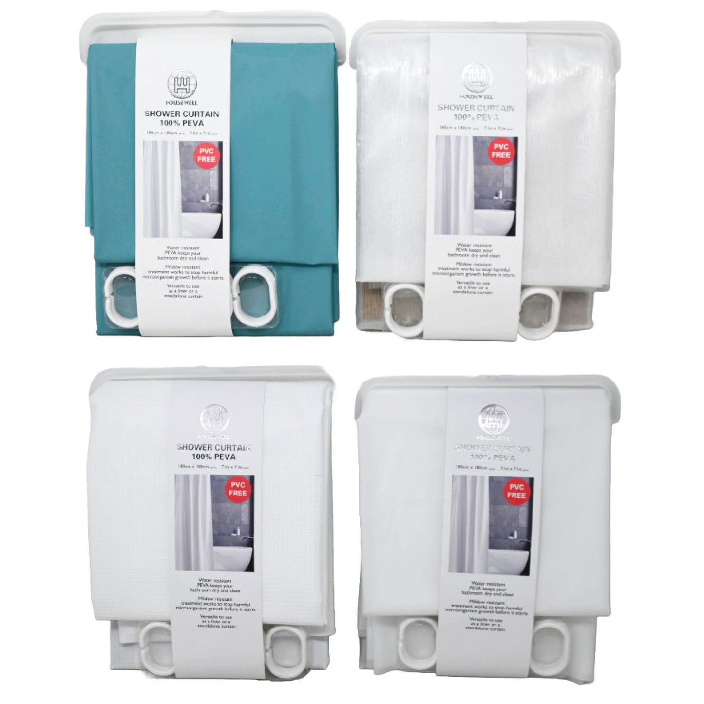 71"x71" "AS IS" PEVA SOLID COLOR SHOWER CURTAIN W/HOOKS 6-ASST C/P 48