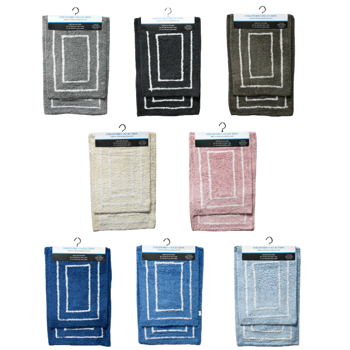 2pc Cotton Bath Rug Set Stratford Assorted C/P 24