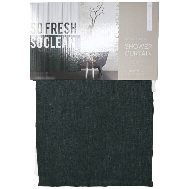 72X72" WHT/GRN 90/10 POLY COTTON SHOWER CURTAIN BATH ELEMENTS C/P 24