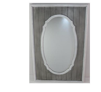 24" X 36" GREY/WHITE WOOD OVAL INSET MIRROR C/P 2