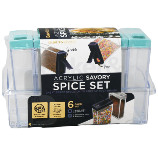 6pk CLEAR/TEAL ACRYLIC GARNISH SET C/P 48