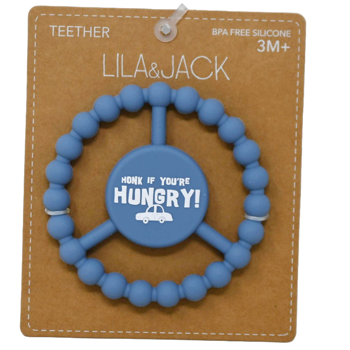 1pc Silicone Peace Teether - Dusty Blue "Honk if You're Hungry" C/P 100