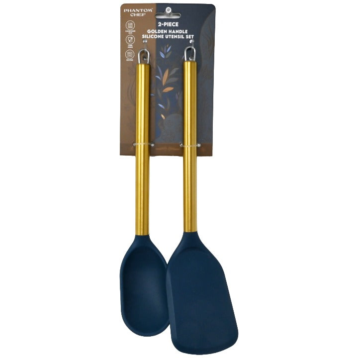 2pc Nvy Gld Turner Spoon Set C/P 12 Phantom Chef