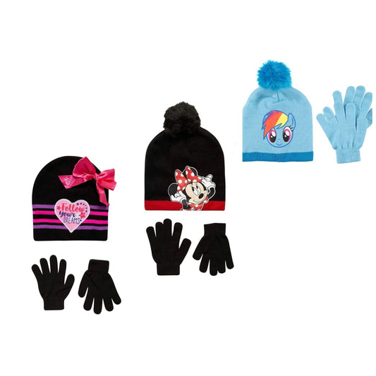 GIRLS ASST LICENSE HAT & GLOVE SET C/P 96