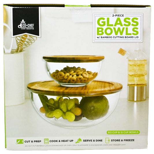 2pc Bowl Bamboo Lids C/P 4 Eco and Chef