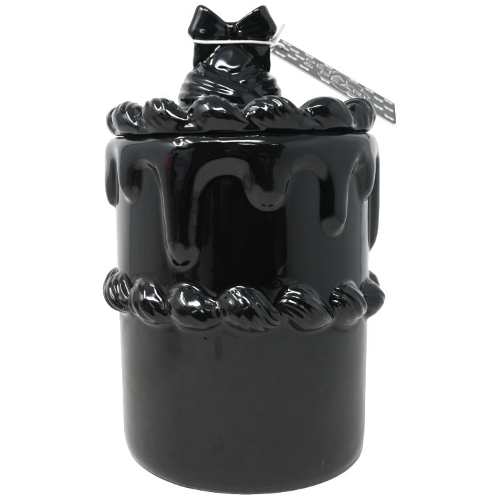 Blk Bow Canister w/Lid C/P 12 Petal & Pearl