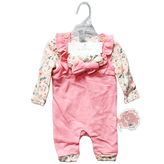 3pc GIRLS PINK JUMPSUIT SET - FLOWER PRINT C/P 48