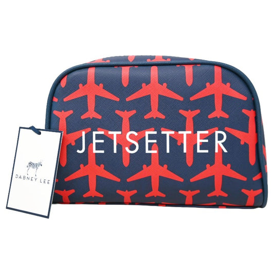 *OUTSIDE CA* BLUE/RED COSMETIC BAG W/PLANE PRINT DABNEY LEE C/P 40