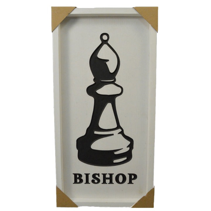 10"x20" CHESS BISHOP ENGRAVED MDF W/ WOOD FRAME C/P 6