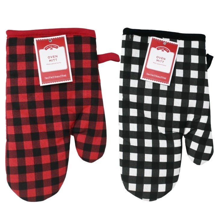 2 Asst Rd Blk Gingh Oven Mitt C/P 144
