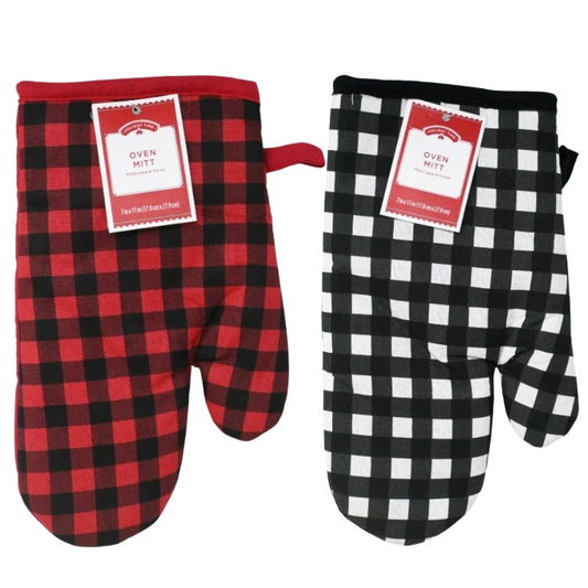2 Asst Rd Blk Gingh Oven Mitt C/P 144