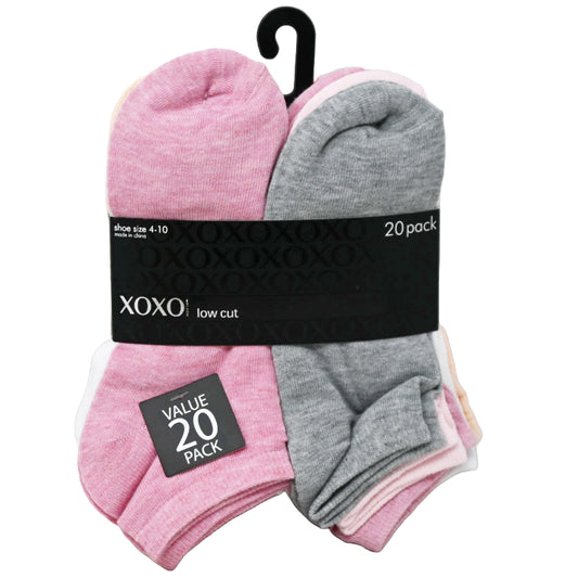 20pk LADIES XOXO LOW CUT NC SOCKS ASST COLOR SIZE 4-10 C/P 48