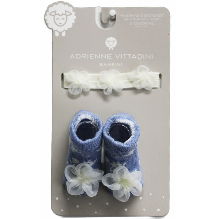 1pk INFANT LT. DENIM HEATHER HEADBAND/SOCK SET C/P 36