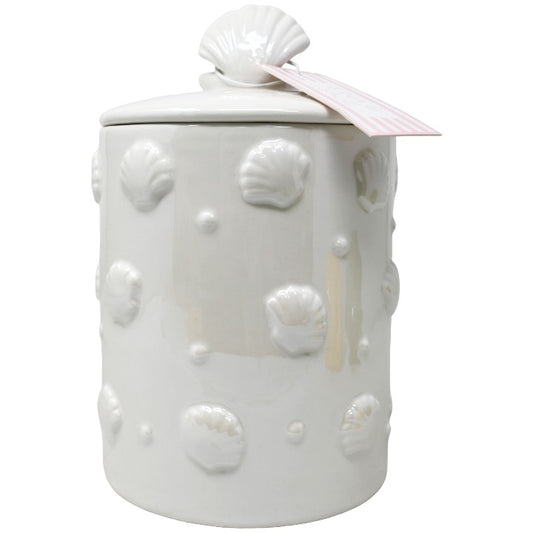 CERAMIC SEASHELL CANISTER W/LID LUNA & SAGE C/P 12
