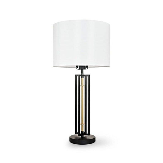 28" BLK ALANNAH TABLE LAMP W/USB CHARGING PORT & WHT FABRIC SHADE C/P 2