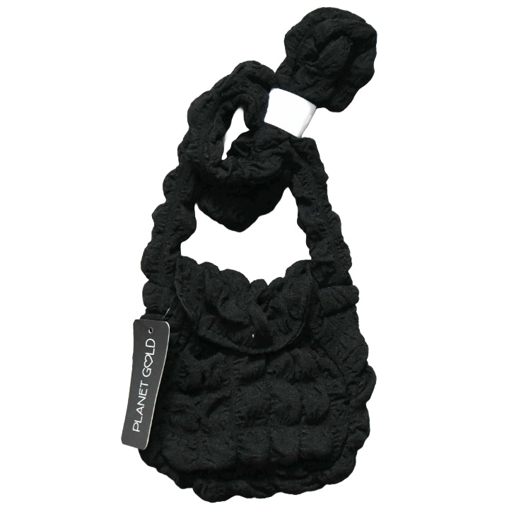 BLACK QUILTED CROSS BODY HANDBAG W/TOP ZIPPER C/P 12