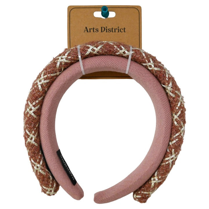 2pk Headband Set Thick Knit Tweed and Coral C/P 100