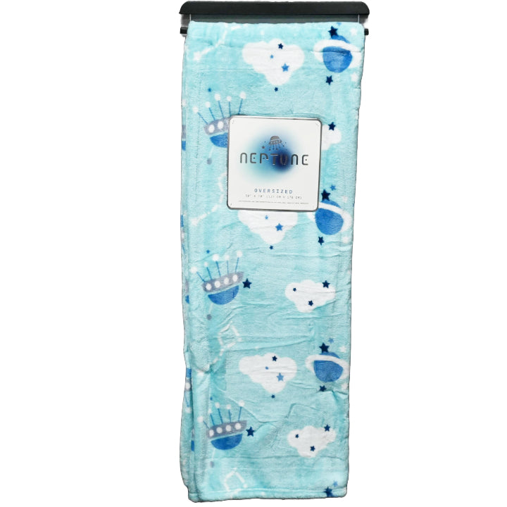 50"x70" BLUE NEPTUNE PRINTED FLANNEL BLANKET C/P 12