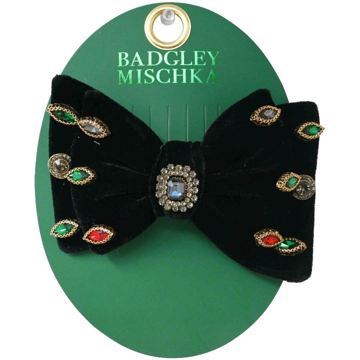 Dbl Velvet Bow Hair Barrette C/P 108 Inner Bag 36 Badgley Mischka