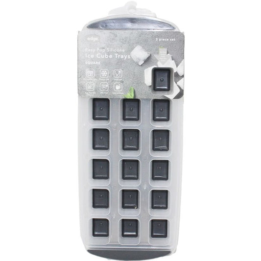 Edge 3pk Silicone Ice Cube Tray Standard Square Charcoal C/P 12