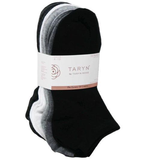 10pk LADIES LOW CUT SOCKS ASST COLORS SIZE 4-10 TARYN ROSE C/P 48
