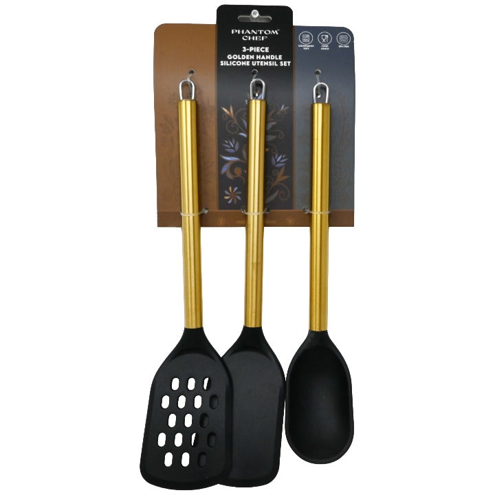3pc Blk Gld Turner Spoon Turner Set C/P 12 Phantom Chef