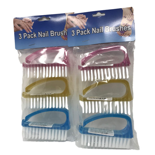 NAIL BRUSH,3PC 3AST/PK CLRS PL C/P 36