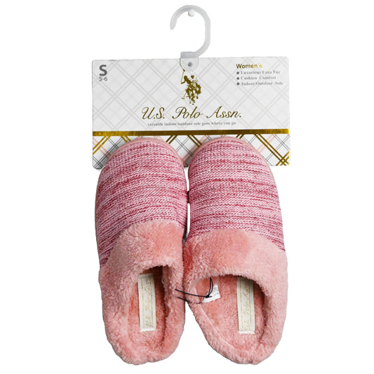 U.S. POLO ASSN. PINK LADIES SLIPPERS W/FUR SIZE S-XL C/P 24