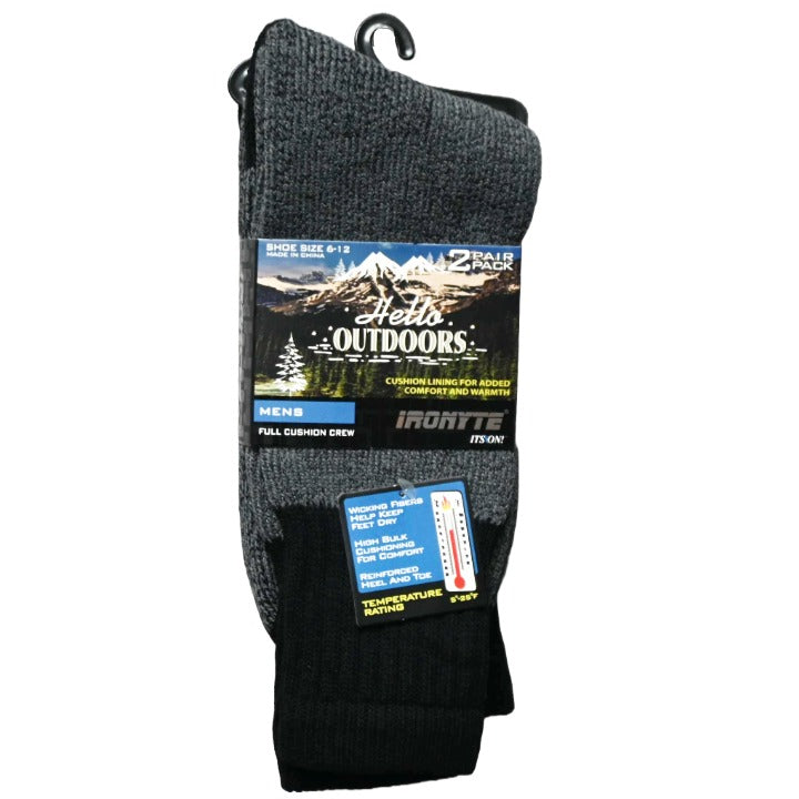 MENS 2PK FULL CUSHION THERMAL SIZE 6-12 DARK GRAY C/P 48 IRONYTE
