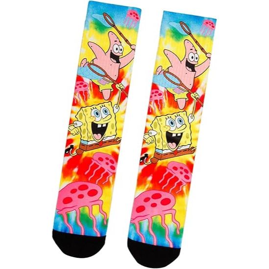 MEN SPONGEBOB JELLYFISH SCENE CREW SOCKS C/P 24