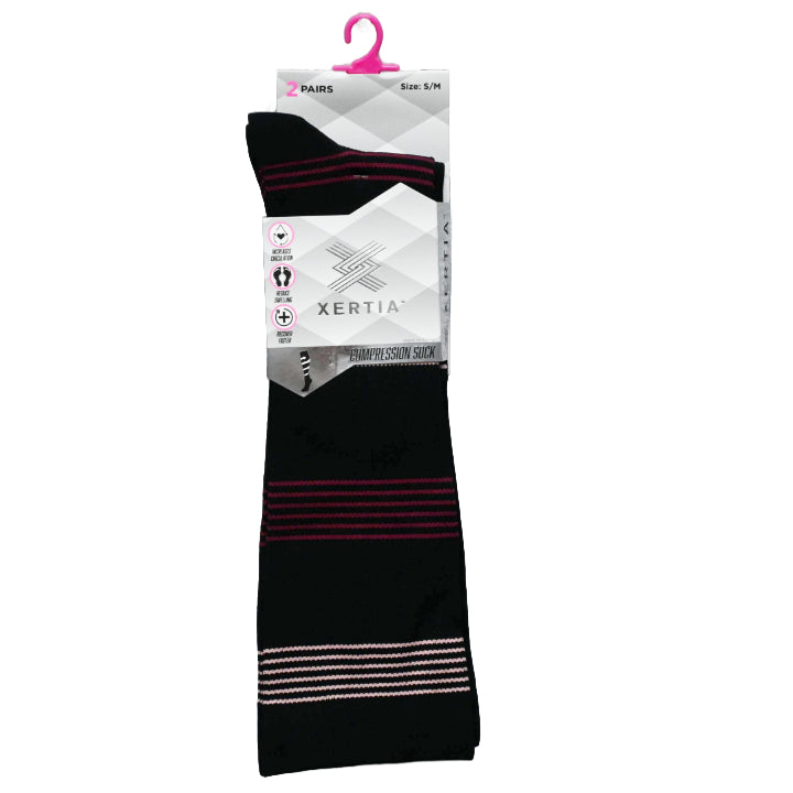 2pk S/M LADIES FASHION BLACK PATTERN COMPRESSION SOCKS C/P 60