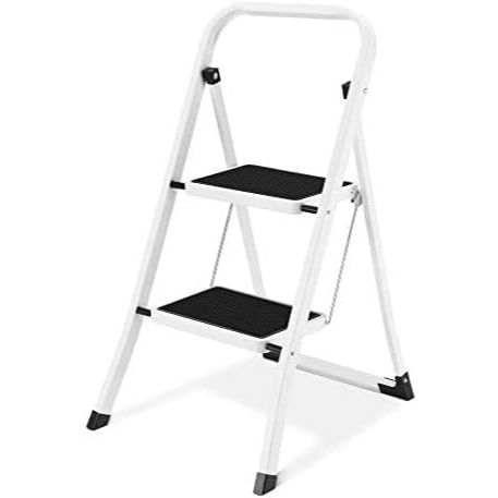 White 2-Step Ladder Folding Stool w/Handle (No UPC) HB Tower C/P 1