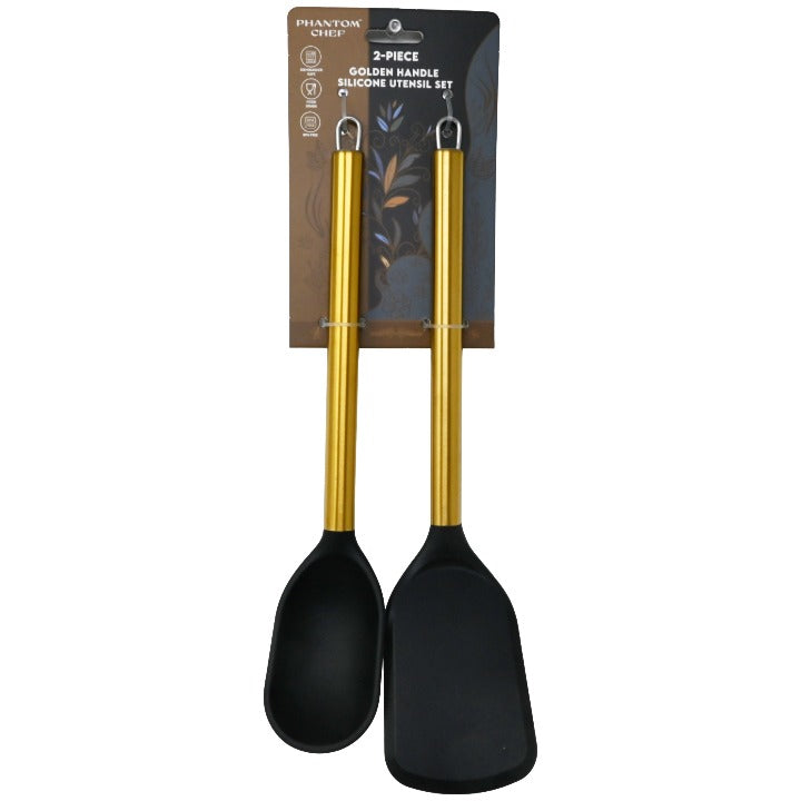 2pc Blk Gld Turner Spoon Set C/P 12 Phantom Chef